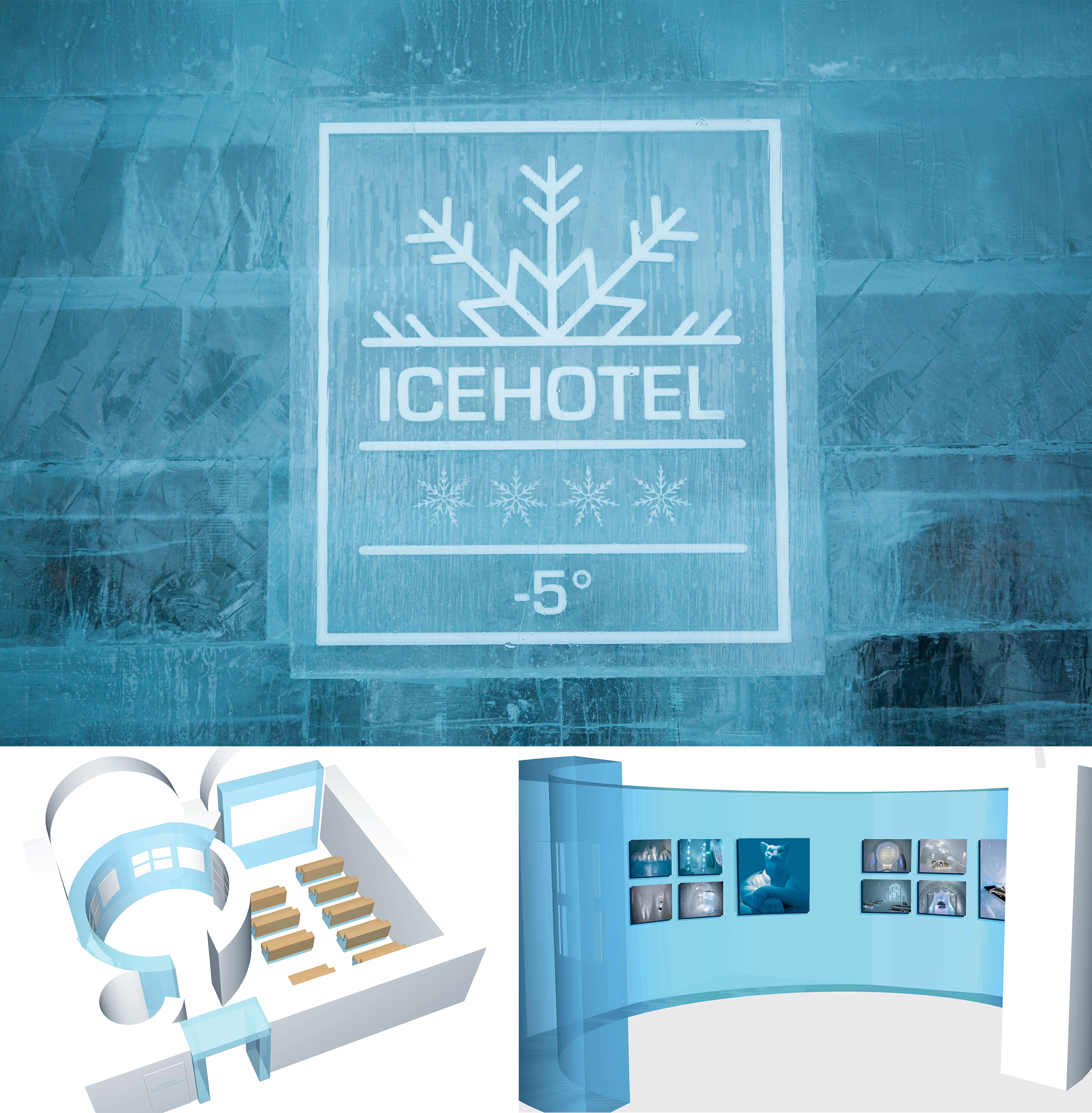 Illustrations of new experience room at Icehotel