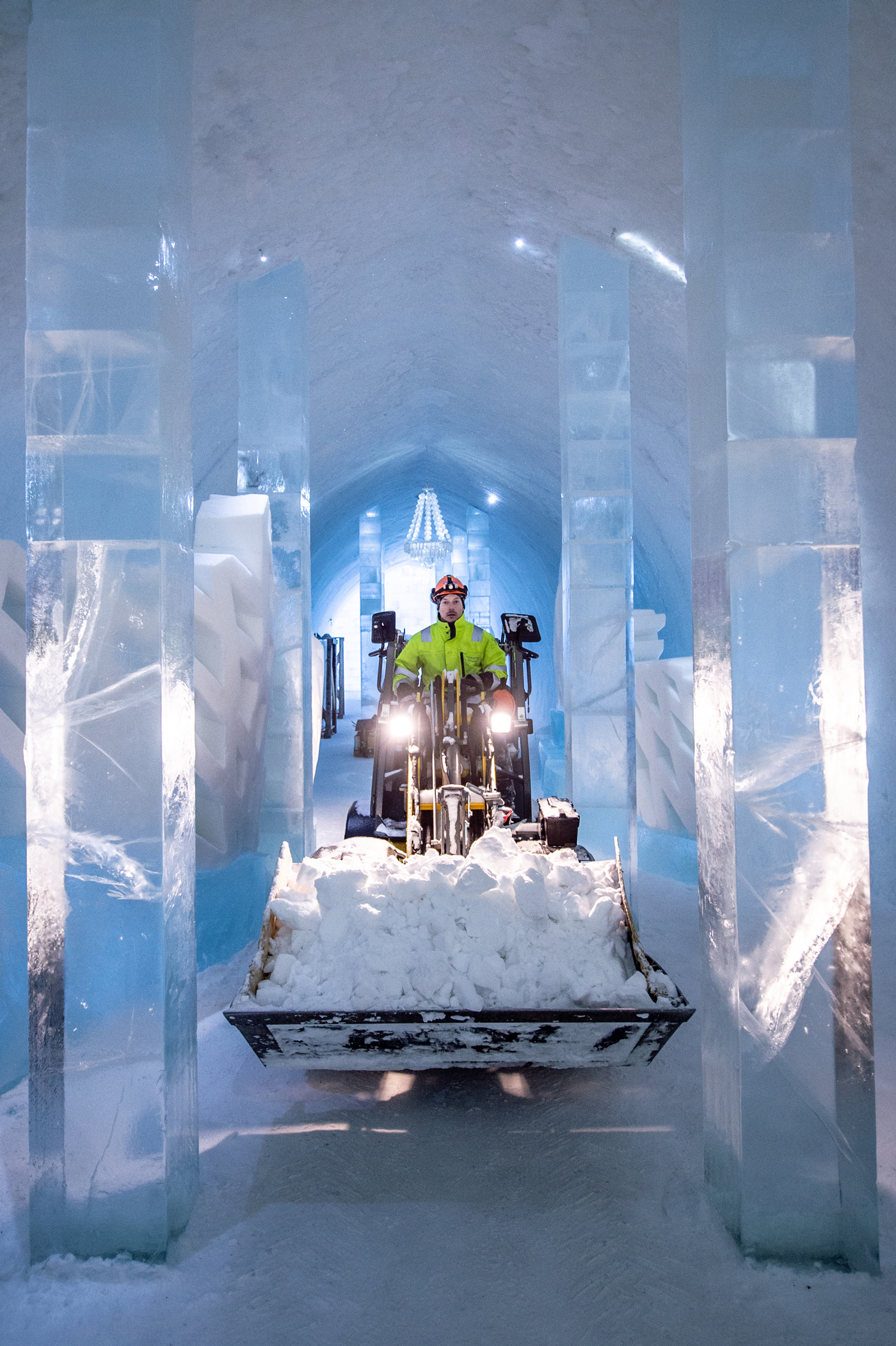 Tractor inside Icehotel 29