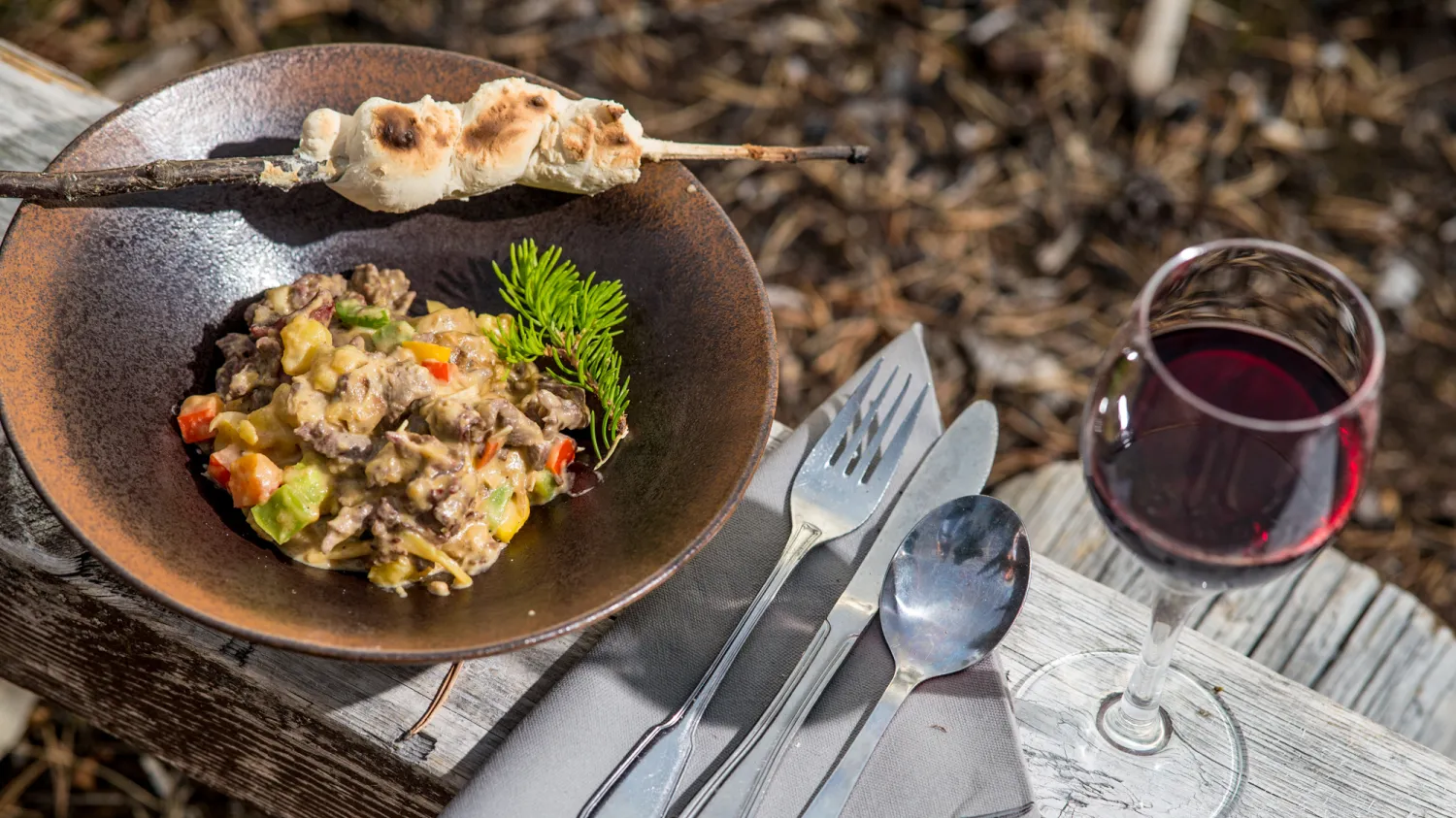 Vildmarksmiddag - tallrik med mat