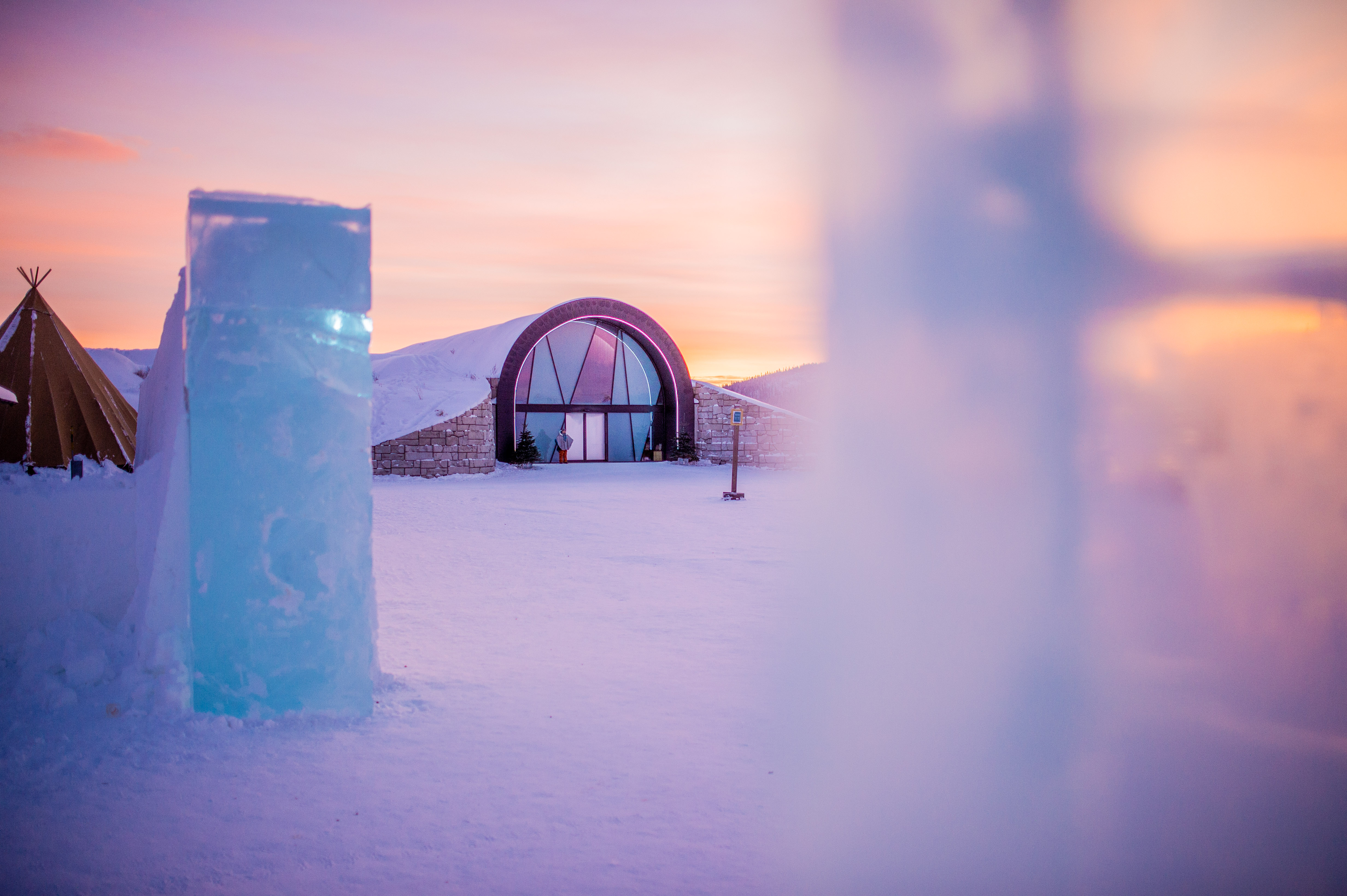 Icehotel 365 entrance in winter