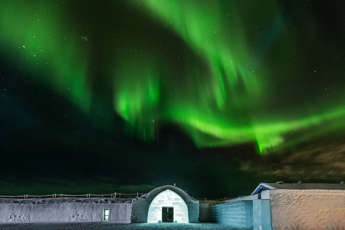 Northern lights over ICEHOTEL