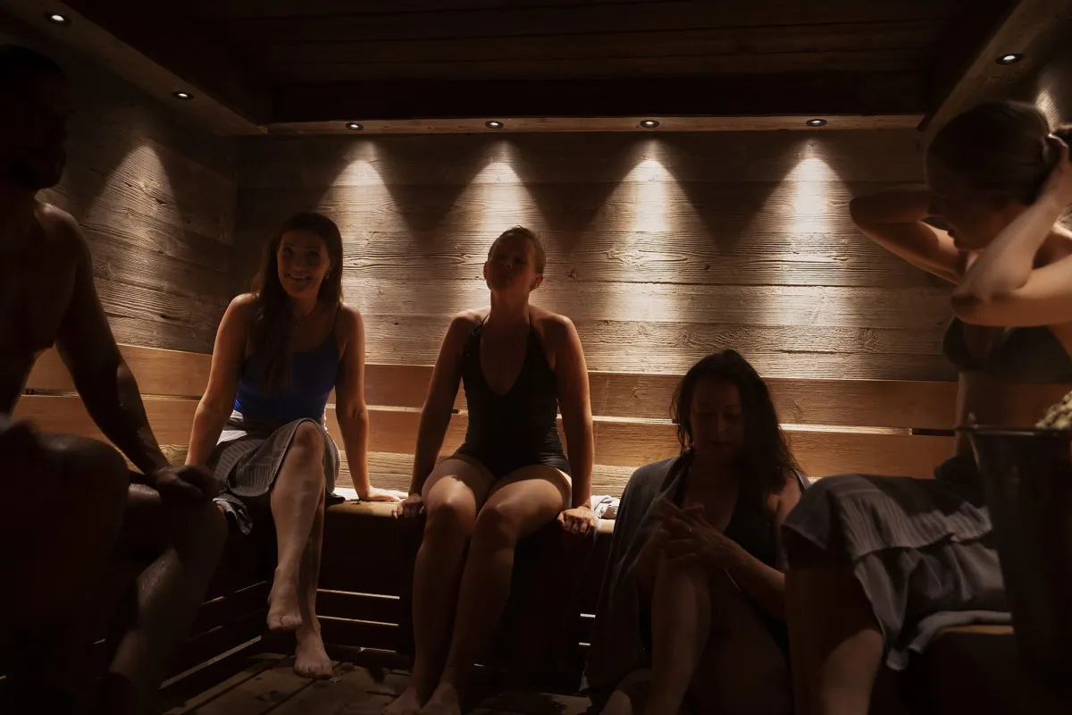 Four people in the sauna