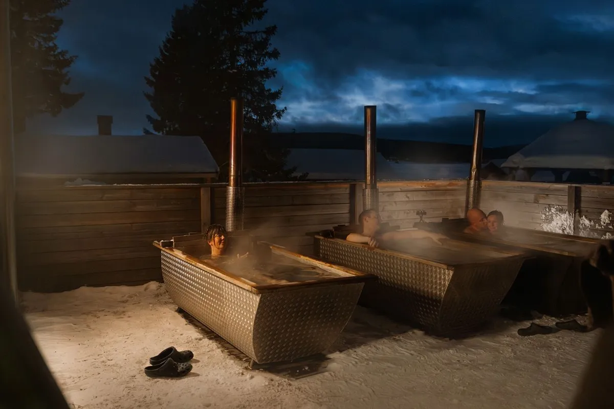 people in outdoor hottubs
