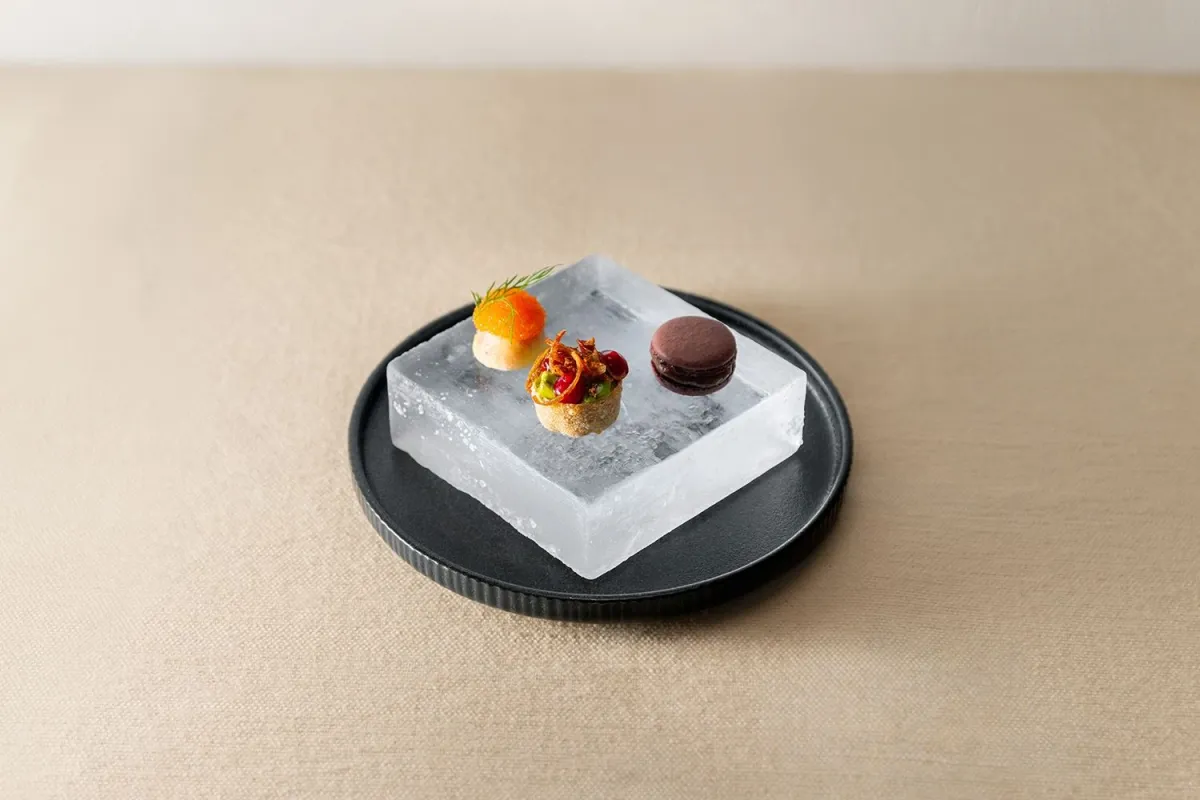 food on ice plate