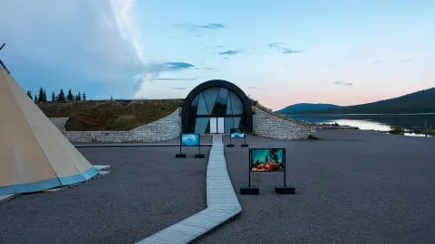 Icehotel entrance in summer